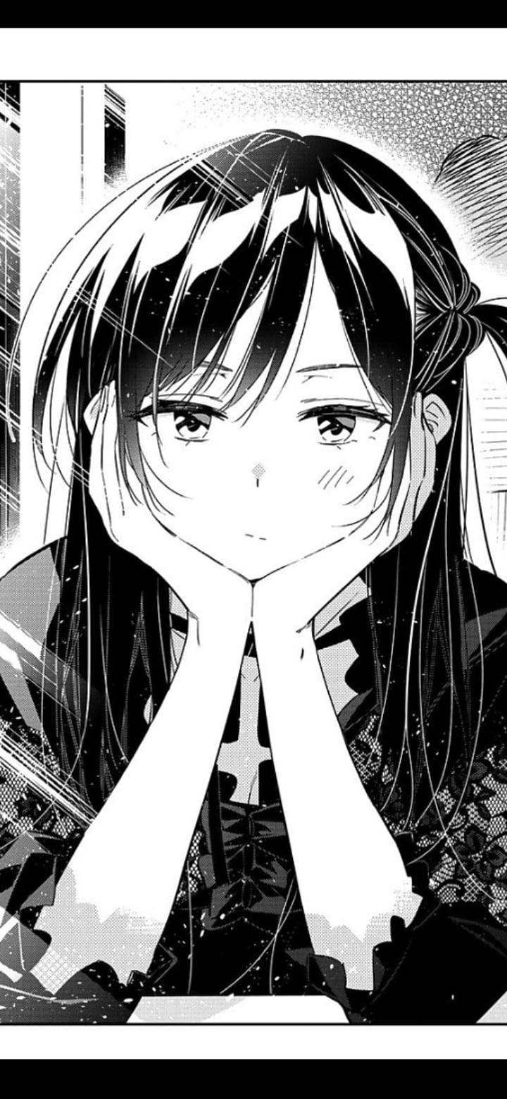 黑白漫画风格悲伤动漫女孩 壁纸