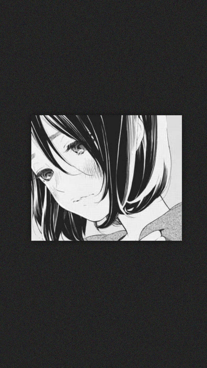 黑白美学伤感动漫女孩手机壁纸 壁纸