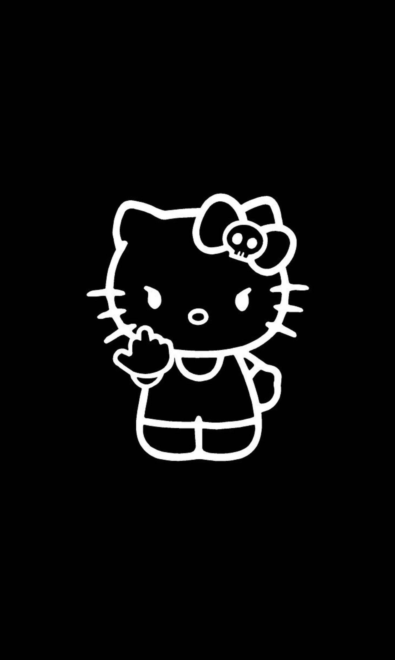 黑色Hello Kitty不雅手势 壁纸