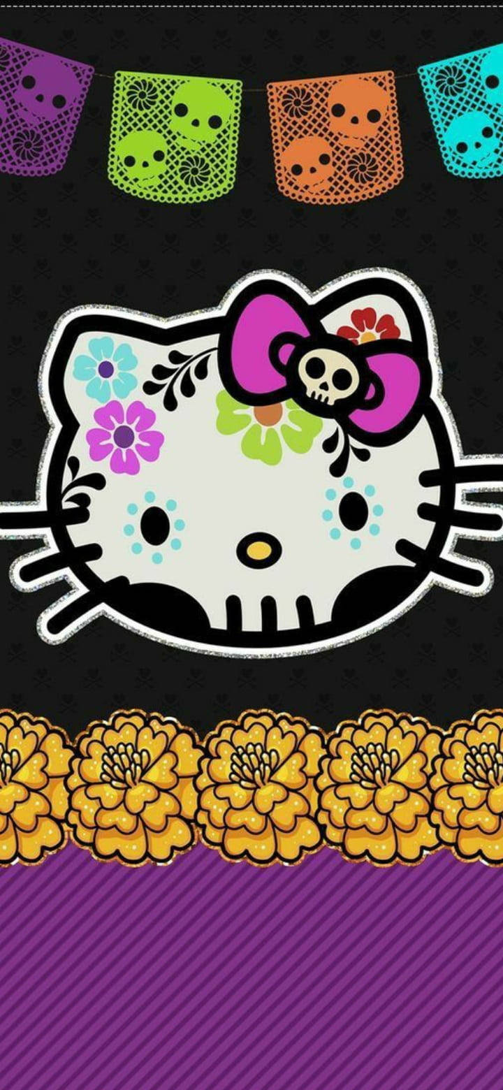 黑色亡灵节凯蒂猫 壁纸
