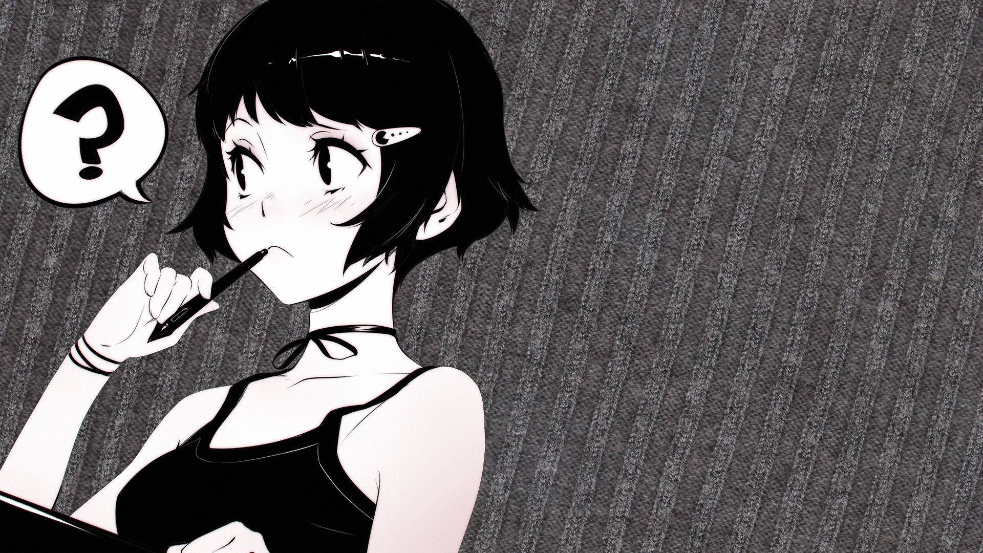 黑色动漫女孩 壁纸