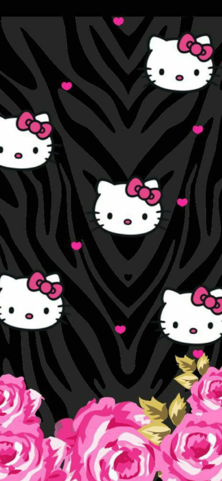 黑色动物纹Hello Kitty 壁纸