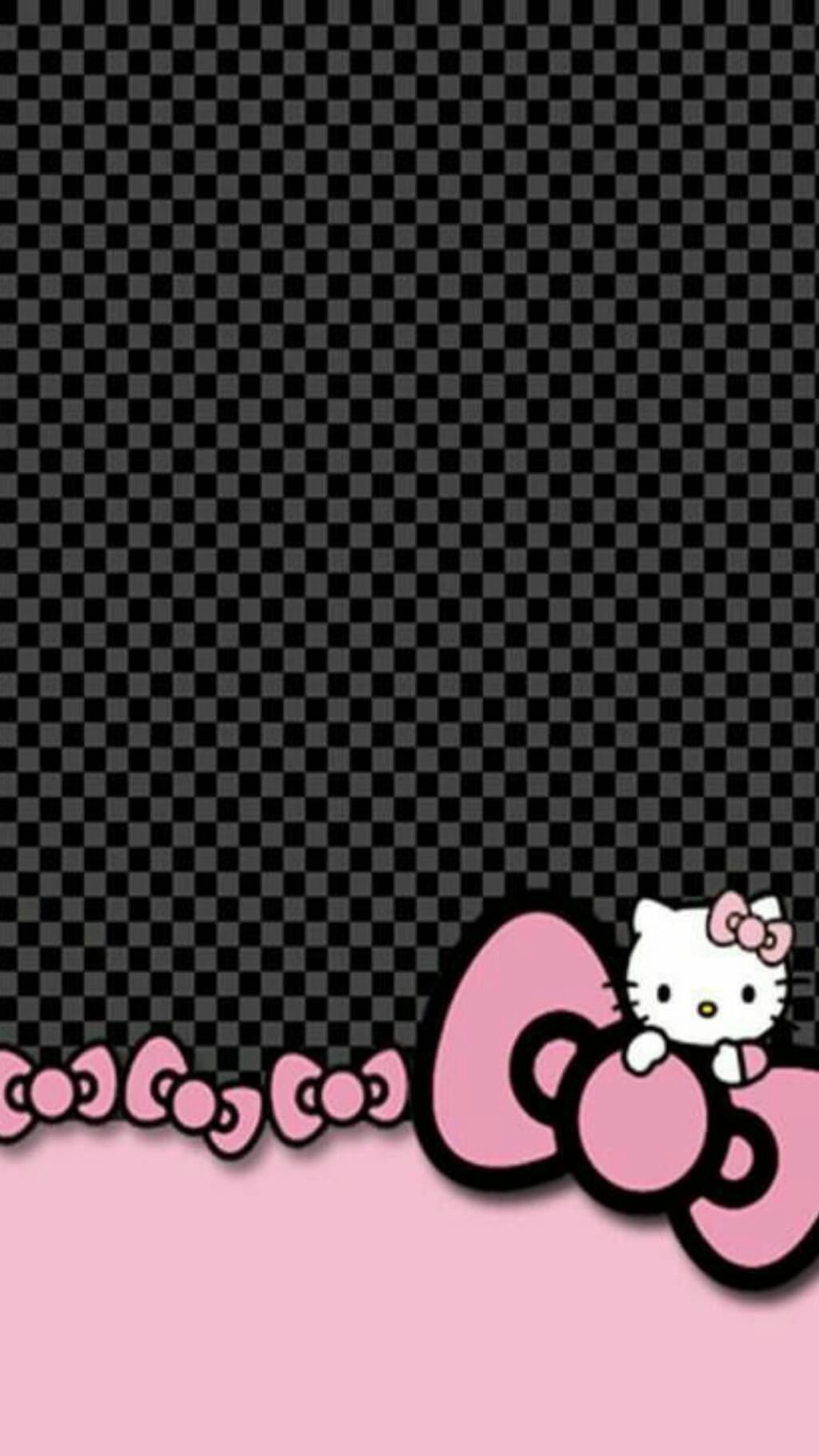 黑色格子凯蒂猫 壁纸