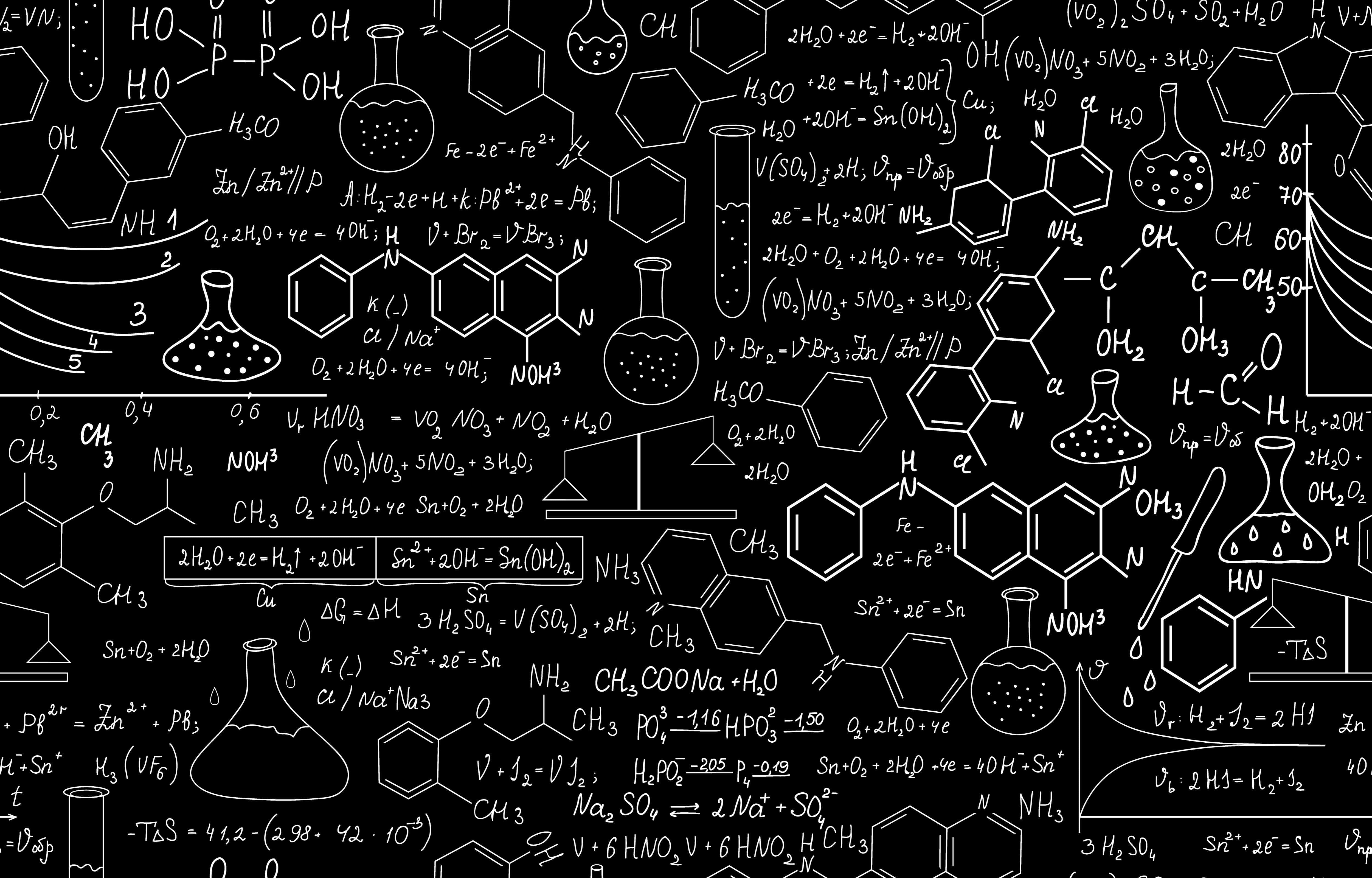 黑色背景上布满许多科学公式 壁纸