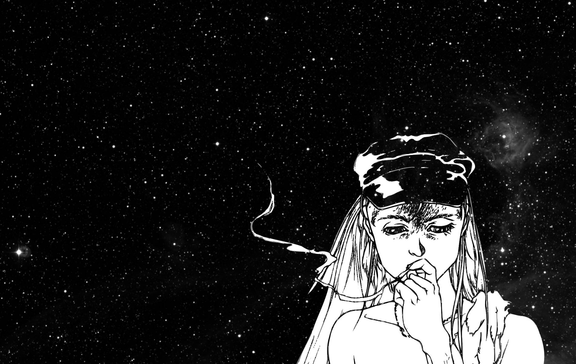 黑色迷幻抽烟女郎 壁纸