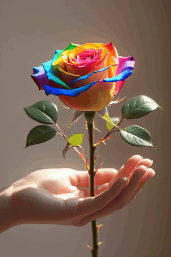 爱，彩虹，LGBTQ，骄傲，灵性，玫瑰，情人节，手，花朵