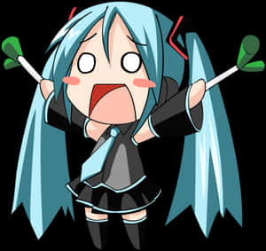 透明恐慌剪贴画 - 初音未来Q版葱娘，高清PNG下载