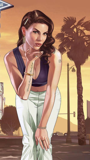 GTA iPhone 深棕发女孩 — 侠盗猎车手 壁纸