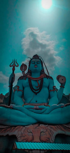 Har Har Mahadev 蓝色雕像 — Galaxy S25 Edge 壁纸
