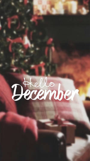 Hello December 模糊粉色枕头之上 — 温馨圣诞美学 壁纸