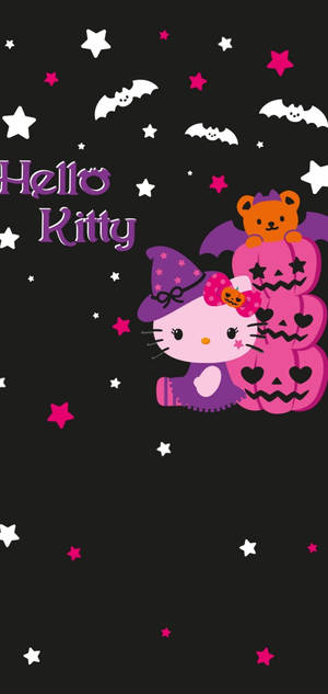 Hello Kitty 万圣节粉色南瓜灯壁纸 — iPhone 15 Plus 壁纸