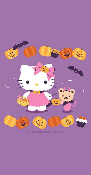 Hello Kitty万圣节紫色图案壁纸 — 凯蒂猫万圣节 壁纸