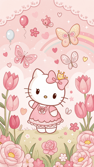 三丽鸥,梦幻,奇思妙想,粉色,可爱,萌趣,彩虹,气球,Hello Kitty
