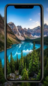 iPhone X屏幕壁纸上的生动自然场景。