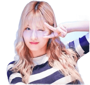 Twice金发女星比出和平手势