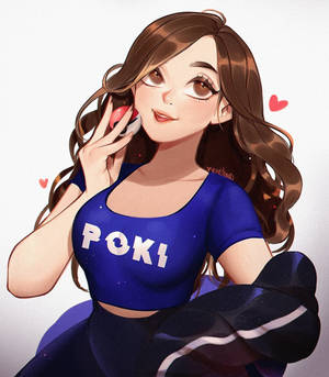 Pokimane动画艺术 — Vivo X Fold 壁纸