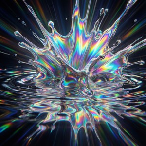 未来风格的彩虹色全息爆炸，色彩变幻流动。 — Galaxy Watch 壁纸