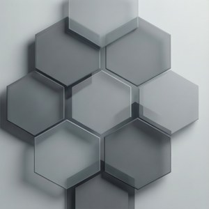 重叠的灰色六边形图案，呈现简洁现代的美感。 — 灰色美学 壁纸