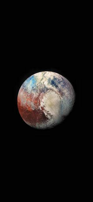 冥王星在黑色背景下的AMOLED壁纸 — iPhone 12 壁纸