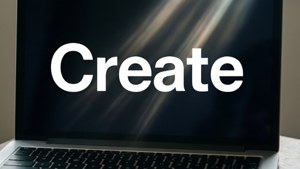 简约风格的MacBook壁纸，粗体显示“创造”一词。