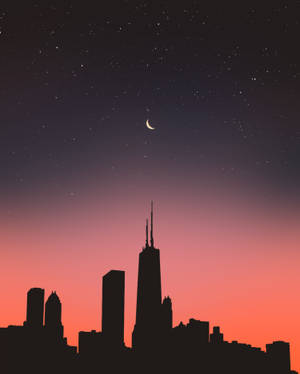 剪影城市夜景与星空壁纸 — 4:5 壁纸