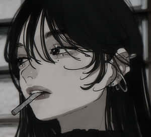 动漫女孩抽烟头像