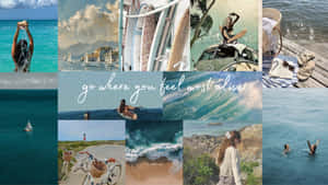海滩,海滩美学图片,旅行,语录,语录背景,桌面,海洋,拼贴,夏日美学拼贴笔记本,夏日美学
