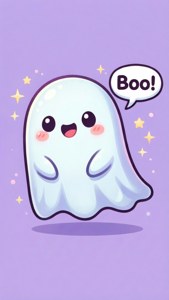 可爱的幽灵以友好的方式说着“Boo”。 — iPhone Se 壁纸