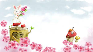 可爱春日卡通兔兔小屋