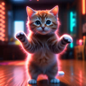 可爱跳舞小猫插画 — 跳舞的猫 壁纸