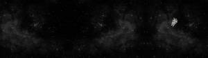 可爱宇航员漂浮在布满星星的黑暗太空中壁纸 — 5120x1440 壁纸