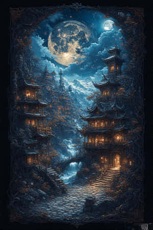 西藏，夜景，哥特，超现实，数字艺术，壁纸，神秘 — iPhone 4 壁纸
