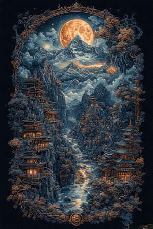 西藏，夜景，哥特，超现实，数字艺术 — iPhone 4 壁纸