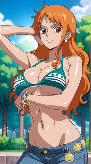 娜美，海贼王，动漫女孩，动漫角色，橙色头发动漫女孩，比基尼上衣，动漫艺术，漫画风格，海贼王壁纸，女性动漫角色 — 1440x2560 壁纸