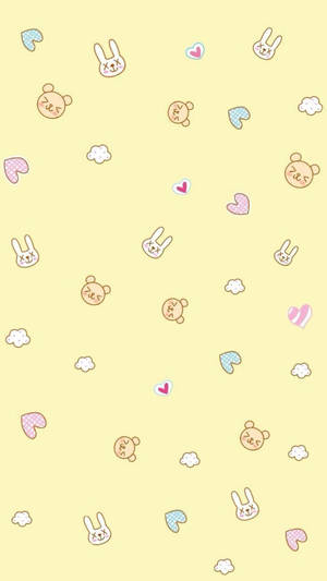 小熊与兔子的淡黄色美学 — 淡黄色美学 壁纸