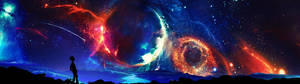 巨行星之上的人影壁纸 — 5120x1440 壁纸