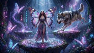 狼在充满幻象的诡异竞技场中与蝴蝶夫人对决。