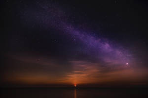 星空地平线日出壁纸