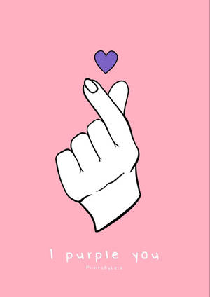 手指比心 I Purple You 背景 — 防弹少年团美学 壁纸