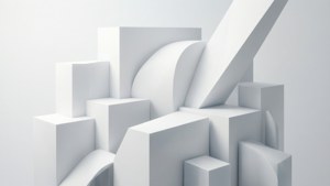 现代3D抽象构图，由白色几何形体与微妙渐变构成。 — 白色美学 壁纸