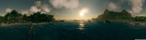 海滩壁纸的广角摄影 — 5120x1440 壁纸