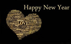 新年心形词云壁纸 — 纯黑 壁纸