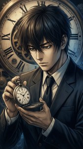 《东京复仇者》中，武道手持怀表，背景是时钟齿轮。 — 东京复仇者 壁纸