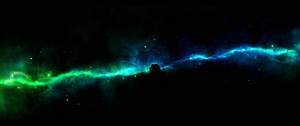 超宽蓝绿色发光星系壁纸 — 3440x1440 壁纸