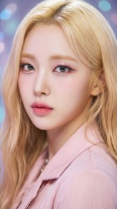 女Kpop偶像的近距离肖像，柔和粉彩美学