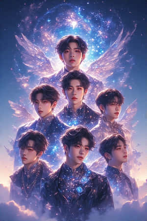 防弹少年团,K-pop,梦幻,写实,魔法,数字艺术,宇宙,梦境般,团体 — iPhone 4 壁纸