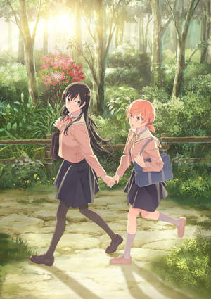 森林中的动漫百合情侣壁纸
