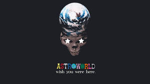 酷炫美学的Astroworld壁纸，带有惊人的地球骷髅艺术设计 — iMac 壁纸