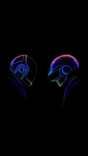 AMOLED壁纸，Daft Punk呈现蓝、紫、绿三色光芒