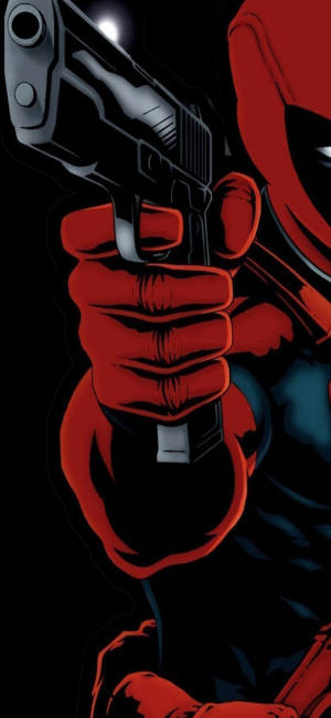 Deadpool Holding Pistol Punch Hole — Galaxy S22 Ultra 壁纸